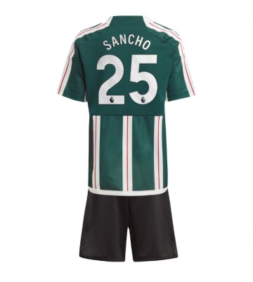 Manchester United Jadon Sancho #25 Bortaställ Barn 2023-24 Kortärmad (+ Korta byxor)